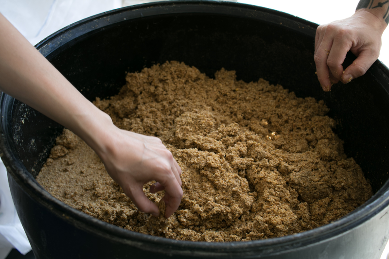 Digested corn, or “bourbon mash” at the Tamworth Distillery is sent off to a local farm after it’s been fermented to produce ethanol.